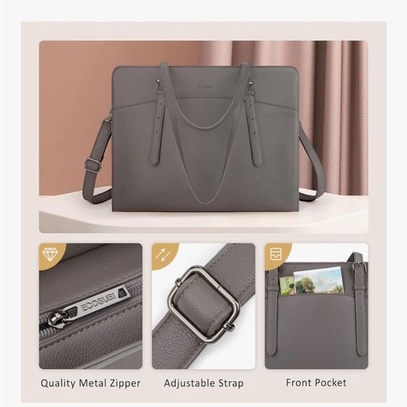 ECOSUSI Laptop Bag for Women 15.6 Inch Work Briefcase Tote Professional with Sho - Picture 6 of 7